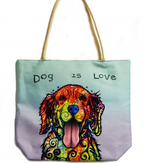 Dog Is Love Techno Jute Bag